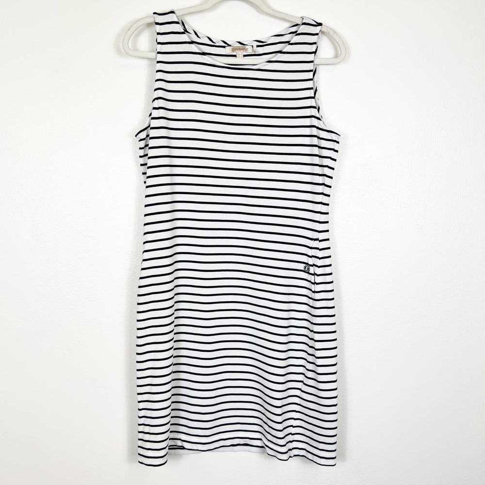Barbour Women's Dalmore Stripe Dress Sleeveless Navy & White Size 10